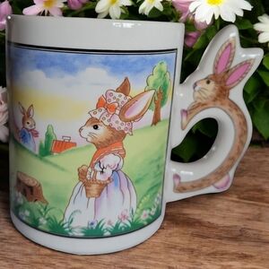 Vtg 94 Mccrory Stores Spring Peter Rabbit Easter Coffee Tea Mug Cup Kite Bonnet